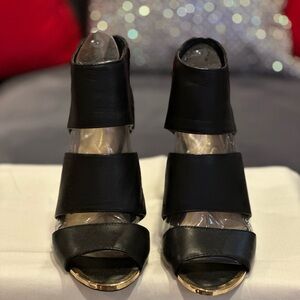 Jessica Simpson Black Heels with Open Toe and Metallic Accents